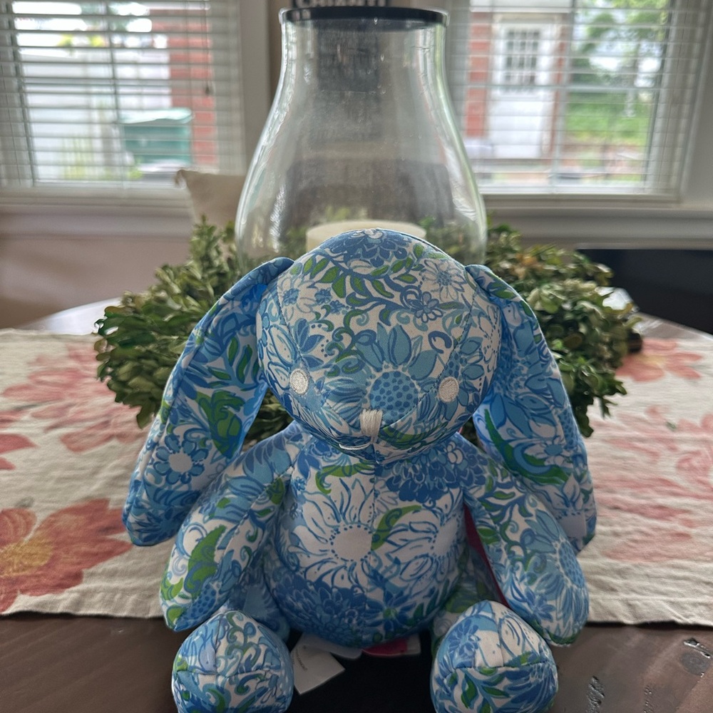 NWT Lily Pulitzer Floral Blue and Green Bunny Plush